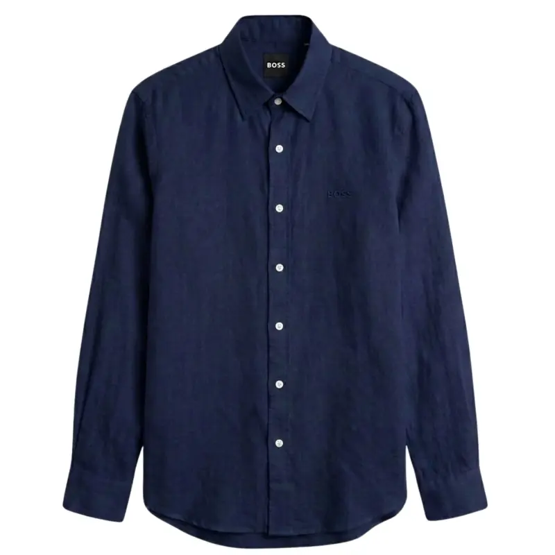 Hugo Boss 100% Linen Vintage Shirt, Navy