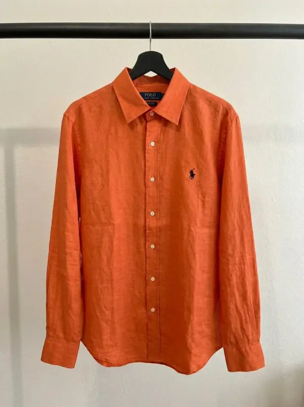 Ralph Lauren 100% French Linen Vintage Shirt, Orange