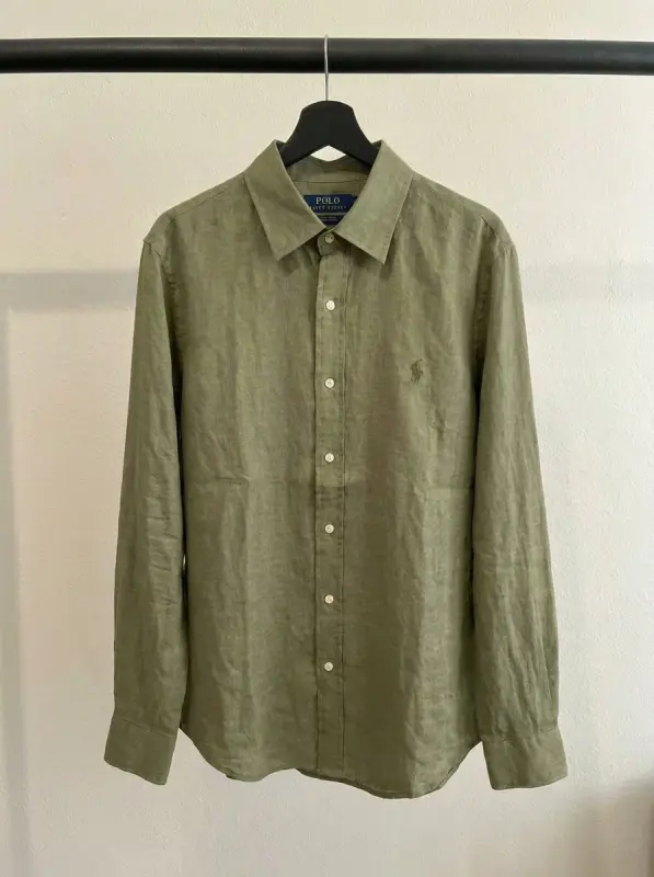 Ralph Lauren 100% French Linen Vintage Shirt, Olive